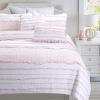 Cozy Line Home Fashions Pretty in Pink Girly Ruffle Stripped 100% Cotton Reversible Quilt Bedding Set, Coverlet, Bedspread (Pink Princess, Queen - 5 Piece: 1 Quilt + 2 Shams + 2 Decor Pillows) view 1