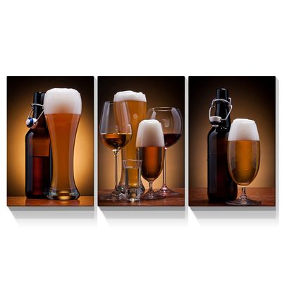 Looife Kitchen Canvas Wall Art Decor 3 Pieces 18x24 Inch Vintage Wine Glass Cup Picture Prints Gallery Wrapped Artwork for Dining Bar Decoration