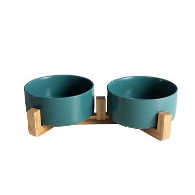 2PcsCeramics Salad Bowls or Fruit Bowl with Wooden FrameThe Thick Disc Body Can Effectively Prevent Deformation and Crackingfor Oven, Microwave, Dishwasher, Multiple Scenes,Green-L