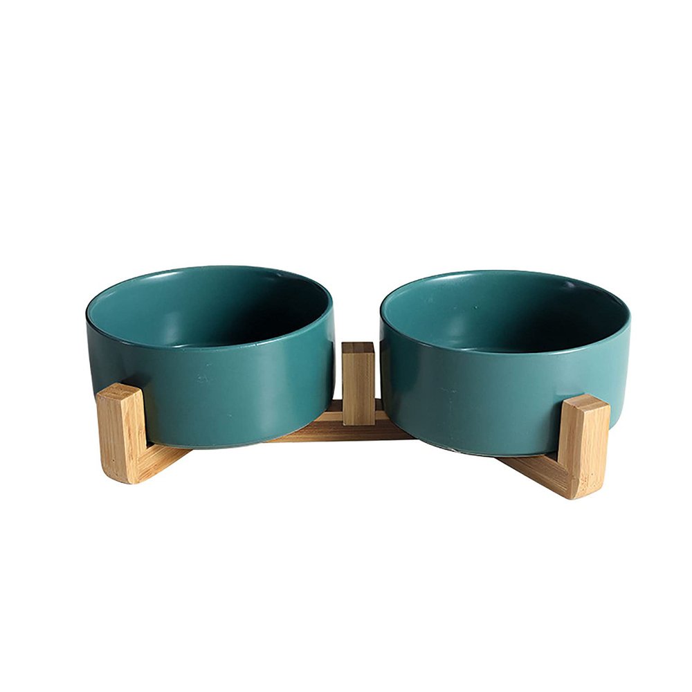 2PcsCeramics Salad Bowls or Fruit Bowl with Wooden FrameThe Thick Disc Body Can Effectively Prevent Deformation and Crackingfor Oven, Microwave, Dishwasher, Multiple Scenes,Green-L