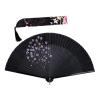 DUO ER Folding Fan Smoky Cherry Blossom Handheld Fan Dance Hand Fan with Cloth Bag Elegant Gift for Ladies Black Bone Red Color 38x21x1cm (Color : Black) view 1