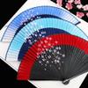 DUO ER Folding Fan Smoky Cherry Blossom Handheld Fan Dance Hand Fan with Cloth Bag Elegant Gift for Ladies Black Bone Red Color 38x21x1cm (Color : Black) view 2