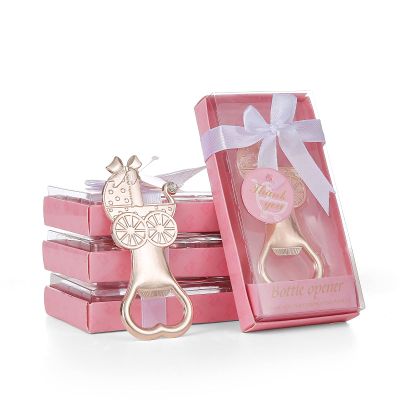 24pcs Bottle Openers for Baby Shower Favors, Bridal Baby Shower Decorations Souvenirs, Poppin Bottles Openers with Exquisite Gifts Box Used for Baby Party (Pink-Baby Carriage, 24)