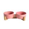 2PcsCeramics Salad Bowls or Fruit Bowl with Wooden FrameThe Thick Disc Body Can Effectively Prevent Deformation and Crackingfor Oven, Microwave, Dishwasher, Multiple Scenes,Pink-L view 1