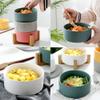 2PcsCeramics Salad Bowls or Fruit Bowl with Wooden FrameThe Thick Disc Body Can Effectively Prevent Deformation and Crackingfor Oven, Microwave, Dishwasher, Multiple Scenes,Pink-L view 3
