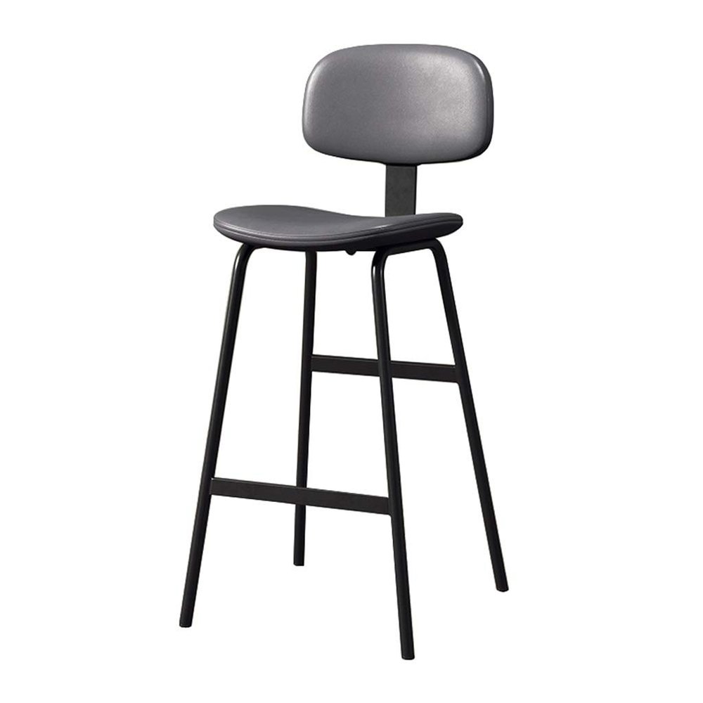 Modern Bar Chair Bar Counter Height Barstool Industrial Dining Stool with Leather Seat Backrest and Black Metal Leg for Caf Bar Home Balcony Kitchen Patio Dining Room