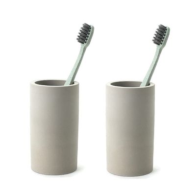 2 Pack Toothbrush Holder Set Diatomite Toothbrush Cup, Water Absorption Fast Drying Bathroom Toothbrush Organizer for Electric Toothbrush Toothpaste Razor Makeup Brush (Light Grey)