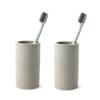 2 Pack Toothbrush Holder Set Diatomite Toothbrush Cup, Water Absorption Fast Drying Bathroom Toothbrush Organizer for Electric Toothbrush Toothpaste Razor Makeup Brush (Light Grey) view 1