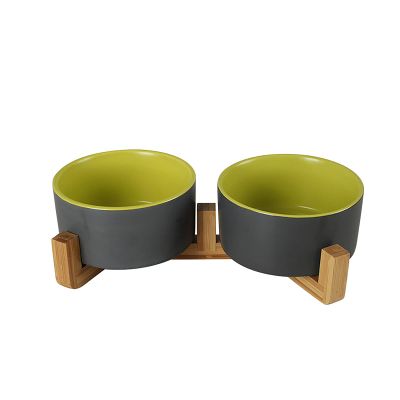 2PcsCeramics Salad Bowls or Fruit Bowl with Wooden FrameThe Thick Disc Body Can Effectively Prevent Deformation and Crackingfor Oven, Microwave, Dishwasher, Multiple Scenes,Multicolor-B-L