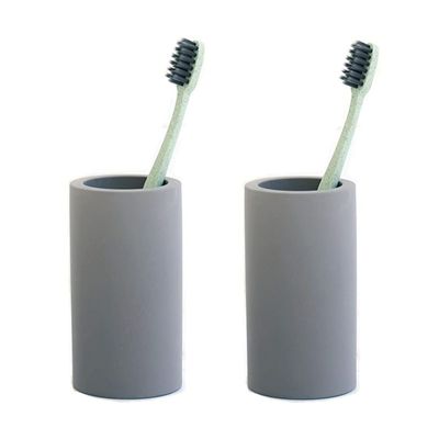 2 Pack Toothbrush Holder Cup for Bathroom Diatomite, Water Absorption Fast Drying Toothbrush Bathroom Accessories for Electric Toothbrush Toothpaste Razor Makeup Brush (Dark Grey)