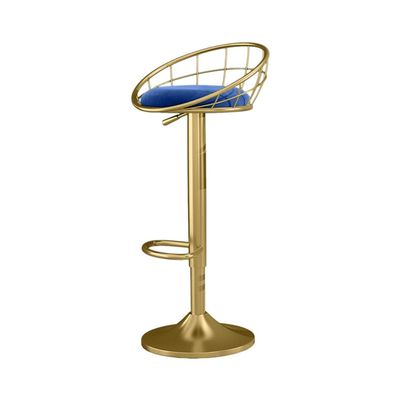 Adjustable Height Bar Stool Seat Airlift Adjustable Swivel Barstool Mid Century Modern Iron Bar Stool with Upholstered Look Velvet Fabric, Gold Counter Height Restaurants Bar Pub Kitchen