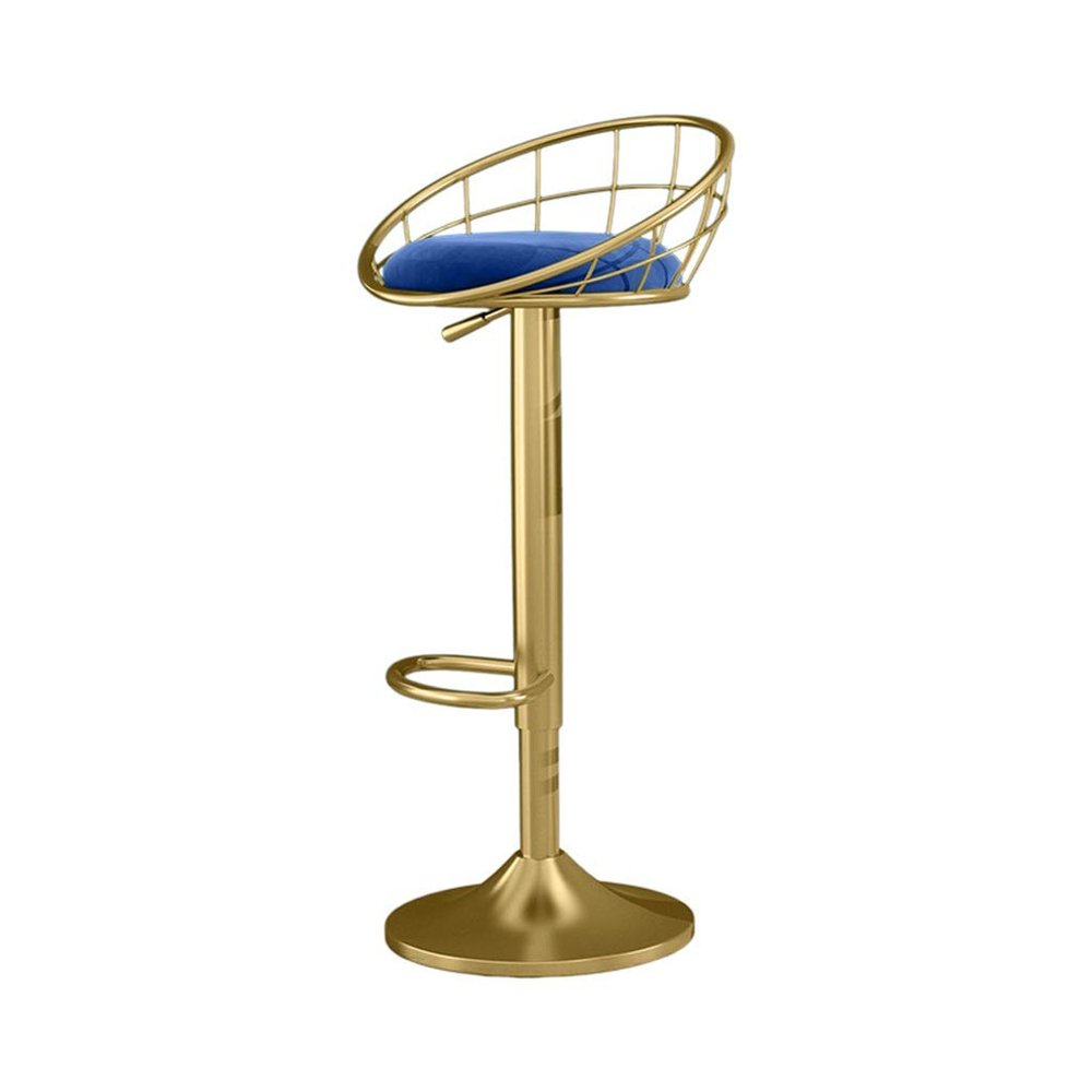 Adjustable Height Bar Stool Seat Airlift Adjustable Swivel Barstool Mid Century Modern Iron Bar Stool with Upholstered Look Velvet Fabric, Gold Counter Height Restaurants Bar Pub Kitchen