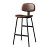 Modern Bar Chair Bar Counter Height Barstool Industrial Dining Stool with Leather Seat Backrest and Black Metal Leg for Caf Bar Home Balcony Kitchen Patio Dining Room view 1
