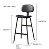 Modern Bar Chair Bar Counter Height Barstool Industrial Dining Stool with Leather Seat Backrest and Black Metal Leg for Caf Bar Home Balcony Kitchen Patio Dining Room view 2