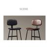 Modern Bar Chair Bar Counter Height Barstool Industrial Dining Stool with Leather Seat Backrest and Black Metal Leg for Caf Bar Home Balcony Kitchen Patio Dining Room view 3