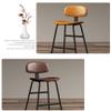 Modern Bar Chair Bar Counter Height Barstool Industrial Dining Stool with Leather Seat Backrest and Black Metal Leg for Caf Bar Home Balcony Kitchen Patio Dining Room view 4