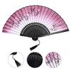 DUO ER Butterfly and Flower Style Folding Bamboo Hand Fan with Tassel Home Decor Collection Women Girl Dancing Fans (Color : Wine Red and Black) view 2