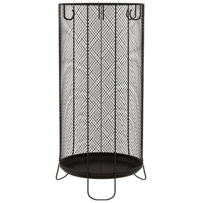 HWLL Metal Mesh Umbrella Stand Holder, Home Office Hallway Organizer Rack for Long Short Umbrellas/Walking Sticks, with 3 Hooks & Drip Tray (Color : Black, Size : S 20.5cm x 55cm)
