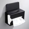AUNMAS Wall Mount Tissue Holder, Space Aluminum Black Organizer for Bathroom Kitchen, Holds Box Tissues, Phone, Wet Wipes Rustproof with Screws Included view 3