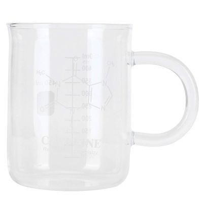 AUNMAS Caffeine Beaker Mug, Chemistry Mug 16 oz Borosilicate Glass Cup with Handle and Measuring Scale, Tea Coffee Mug for Coffee, Latte, Tea or Hot and Cold Beverage