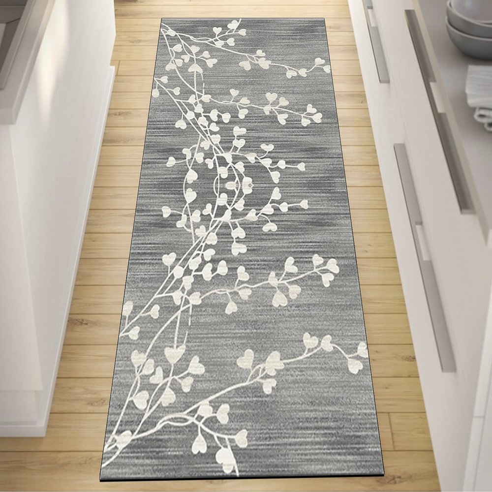 Carpet Runner Rug Non Slip for Hallways Kitchen Corridor Modern Gray Carpet Runners Multi-Size Customizable Size Doormat