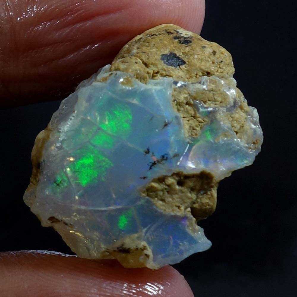 Dazzlegems 24.65 Cts AAA 100% Natural Rainbow Welo Fire Ethiopian Opal Rough Loose Gemstones-BC05
