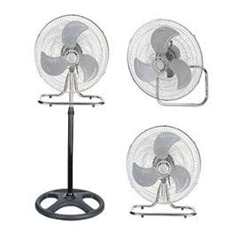 PrimeTrendz 18 Inch Industrial Grade High Velocity 3 in 1 Floor Stand Desk Wall Mount Oscillating Fan, 3 Speed Settings, 3 Blade, Black