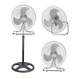 PrimeTrendz 18 Inch Industrial Grade High Velocity 3 in 1 Floor Stand Desk Wall Mount Oscillating Fan, 3 Speed Settings, 3 Blade, Black