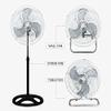 PrimeTrendz 18 Inch Industrial Grade High Velocity 3 in 1 Floor Stand Desk Wall Mount Oscillating Fan, 3 Speed Settings, 3 Blade, Black view 4