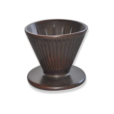 globe faith Pottery Pour Over Coffee Maker, Ceramic Cone Filter Hand Drip Coffee Dripper, Reusable Stoneware Pourover Coffee Brewer, Size 02 (Rustic Chocolate Brown)
