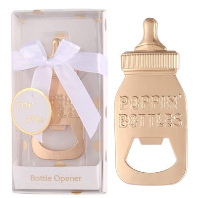 12 Pack Bottle Opener Baby Shower Favor For Guest,Cute Poppin Bottle Shaped Bottle Opener Favors for Baby Shower Souvenir Supplies and Decorations For Boy or Girl (White, 12)