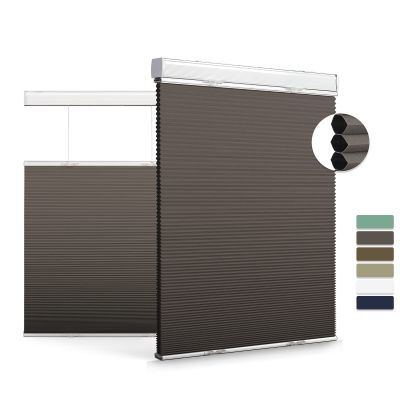 Boolegon Top Down Bottom Up Cellular Shades for Windows Cordless Blackout Honeycomb Blinds Custom Cut to Size, Gray Brown, 45" W x 44" H