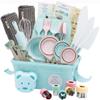 Kids Baking Set Real Cooking Set for Kids , Baking Supplies with Adult and Kid Aprons - Real Tools for Real Cooking Kids Baking Sets for Girls and Boys Kid Cooking Gift Set (Cyan) view 2