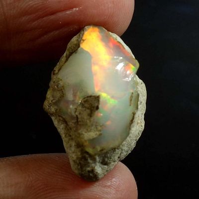 Dazzlegems 19.25 Cts AAA 100% Natural Rainbow Welo Fire Ethiopian Opal Rough Loose Gemstones-BC35