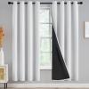 100% Blackout Curtains for Bedroom - Triple Weave Grommet Top Thermal Insulated Window Treatment Light Blocking Panels with Black Liner for Kitchen/Kids Room, Greyish White, W52 x L72, 2 Panels view 1