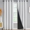 100% Blackout Curtains for Bedroom - Triple Weave Grommet Top Thermal Insulated Window Treatment Light Blocking Panels with Black Liner for Living Room/Kids Room, Greyish White, W52 x L84, 2 Panels view 1