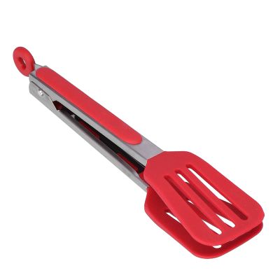 Yosoo Stainless Steel Barbecue Clamp with Silicone Cover Handle and Lock, 9 Inch, Red