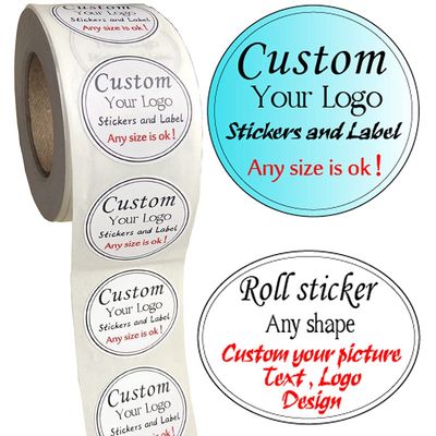 500PCS Custom Text Business Roll Sticker Personalized Design Water Bottle Label Gift Box Birthday Wedding Party First Holy Communion Baptism Stickers (White Artpaper, 1.5" Round)