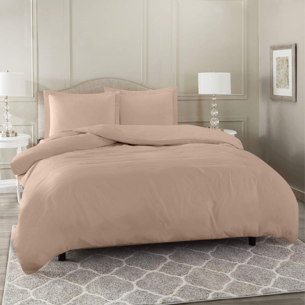 Luxurious Duvet Cover 600 Thread Count Supima Cotton 5-PCs Duvet Cover Set with Button Closure, Twin/Twin XL, Taupe Solid