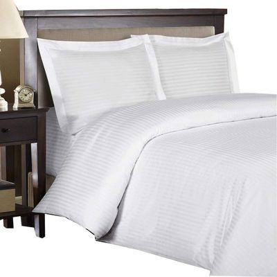 Luxurious Duvet Cover 600 Thread Count Supima Cotton 5-PCs Duvet Cover Set with Button Closure, Twin/Twin XL, White Stripe
