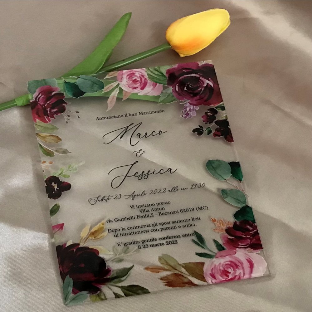 Acrylic Wedding Invitations,Acrylic Birthday Invitation,Pink,Flower Roses Acrylic Menu,Custom Acrylic Baby Shower Invites,10pcs