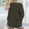 Andongnywell Women Solid Color Long Sleeve V Neck Shirts Button Down Basic Tops V-Neck Button Shirt (Green,3,Large) view 2