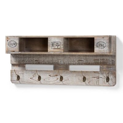 Ferguson Vintage Rustic WHITEWASHED Grey Oak Finished Wood WALL Mounted Coat Rack with