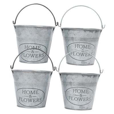 Cabilock 4pcs Vintage Iron Flower Buckets Decorative Planter for Home Balcony Antique Finish for Rustic Charm and Country Style Decor