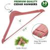 Amber Home 30 Pack American Red Cedar Hangers, Smooth Finish Wood Coat Hangers with Swivel Hook & Notches for Suit, Shirt, Dress, Jacket, Pants view 2