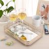 ELLDOO Perfume & Makeup Vanity Tray - Hollow-Carved Jewelry Storage, Glass & Metal Trinket Organizer for Dresser & Bathroom Countertop, Gold, Medium Size view 3