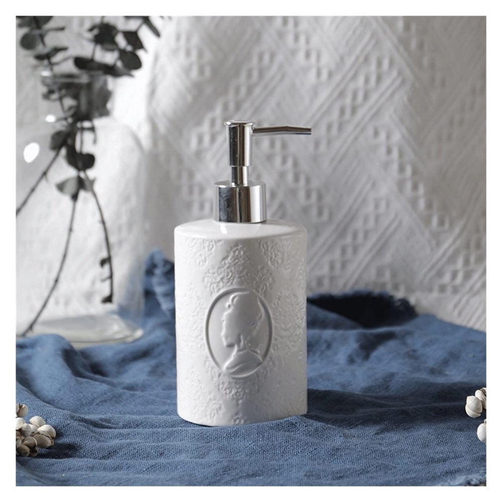 BDPP Soap Dispenser Creative Bathroom Supplies Soap Liquid Pump Shampoo Soap Dispenser Shower Gel Lotion Dispenser (Ceramic) (Color : White)