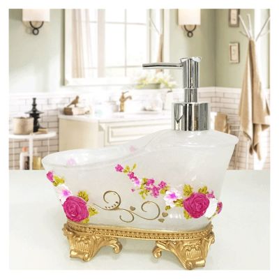 BDPP Soap Dispenser Modern Farmhouse Style Lotion Dispenser with Sponge Seat Soap Pump is Perfect for Kitchen Counter Decoration (Color : Purple)