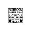 Framed Quotation Inspirational Wall Decor Wooden Art Signs Positive Quotes Sayings Bathroom Rules Wash Brush and Flush Black-C6 18x18cm view 1