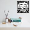 Framed Quotation Inspirational Wall Decor Wooden Art Signs Positive Quotes Sayings Bathroom Rules Wash Brush and Flush Black-C6 18x18cm view 3